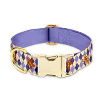 Obroża "Gingerbread Grid" - złote okucia