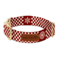 Obroża "Cozy Plaid" - złote okucia