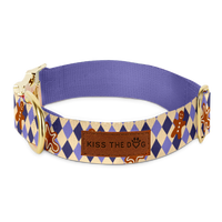 Obroża "Gingerbread Grid" - złote okucia