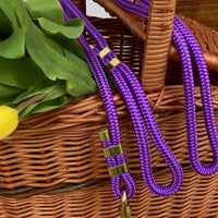 Smycz linowa "Lavender Violet" - złote okucia