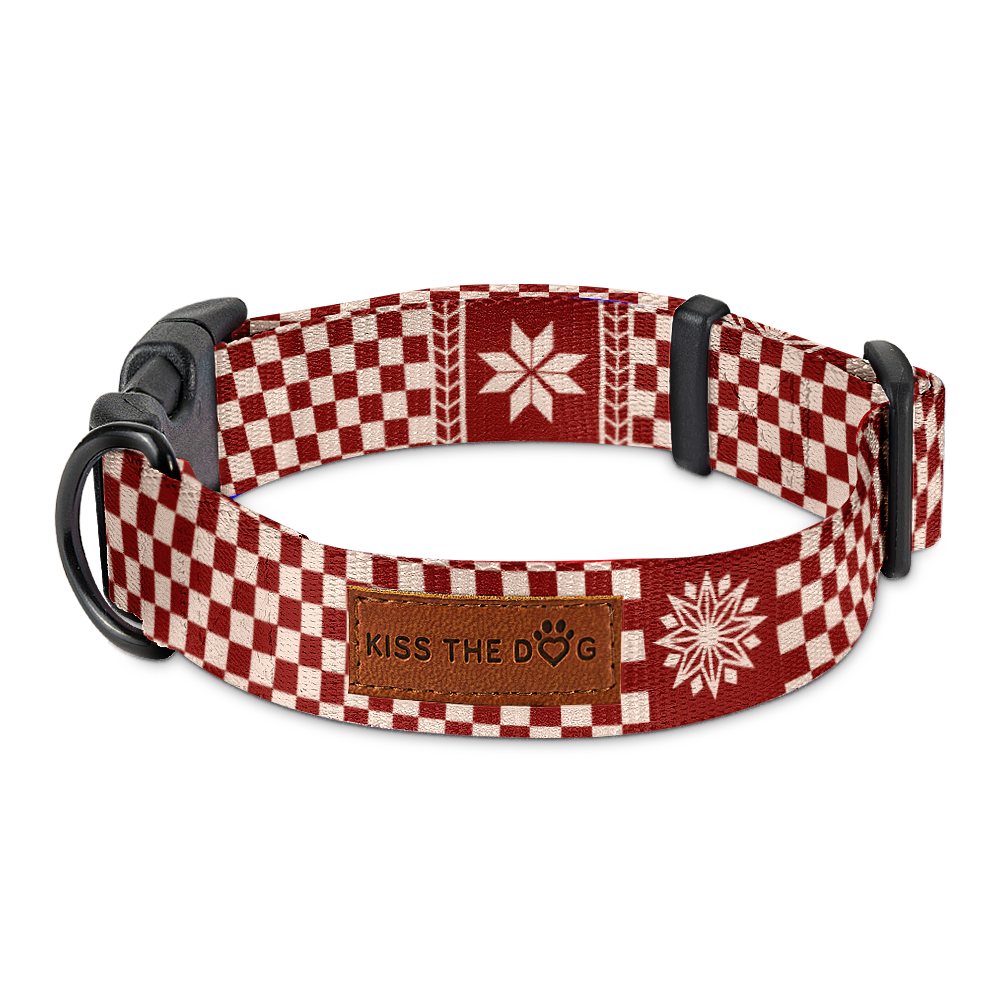 Obroża "Cozy Plaid" - czarne okucia
