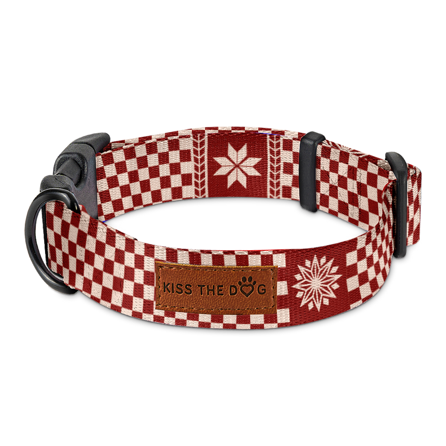Obroża "Cozy Plaid" - czarne okucia