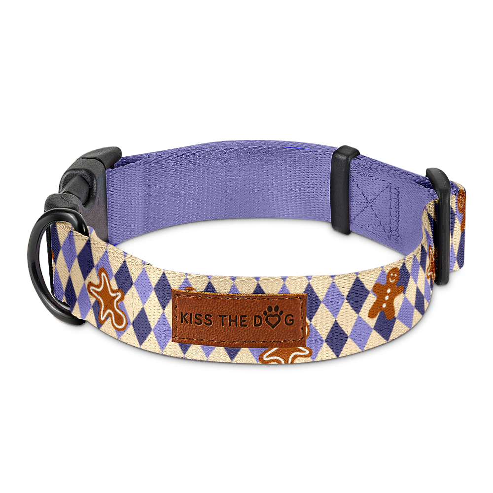 Obroża "Gingerbread Grid" - czarne okucia