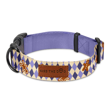 Obroża "Gingerbread Grid" - czarne okucia