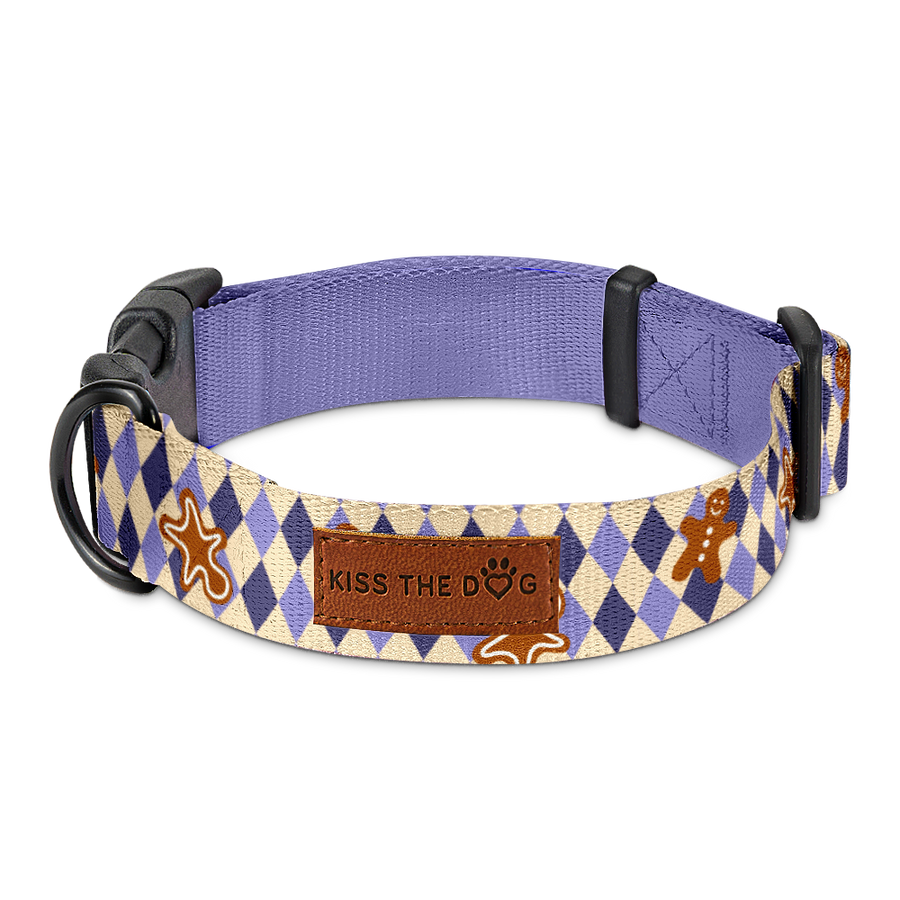 Obroża "Gingerbread Grid" - czarne okucia