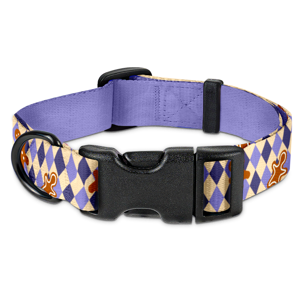 Obroża "Gingerbread Grid" - czarne okucia