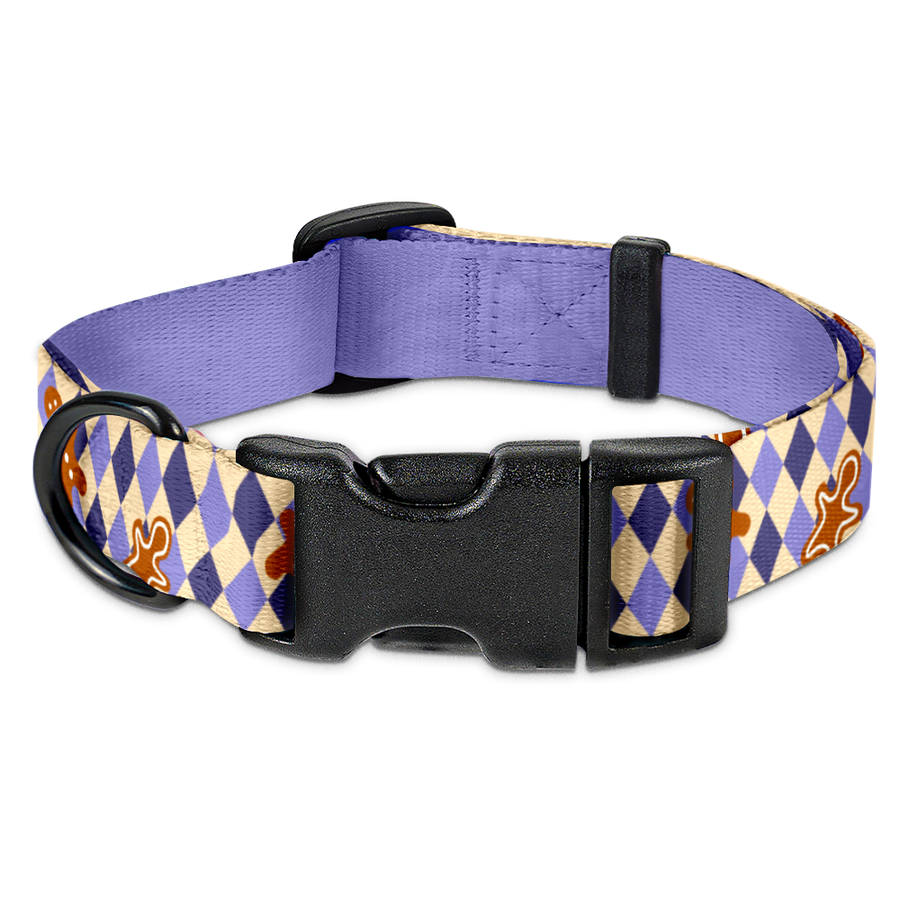 Obroża "Gingerbread Grid" - czarne okucia