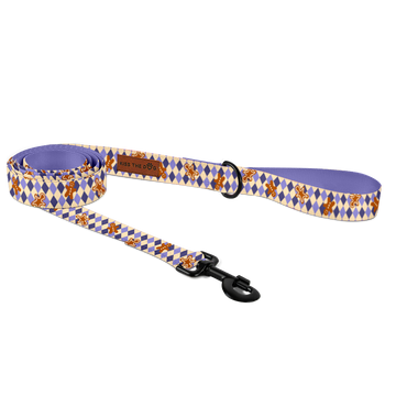 Smycz miejska "Gingerbread Grid" - czarne okucia