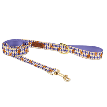 Smycz miejska "Gingerbread Grid" - złote okucia