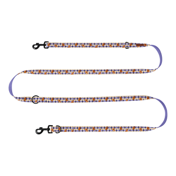 Smycz przepinana "Gingerbread Grid" - czarne okucia