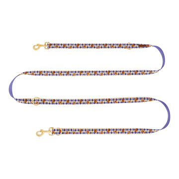 Smycz przepinana "Gingerbread Grid" - złote okucia