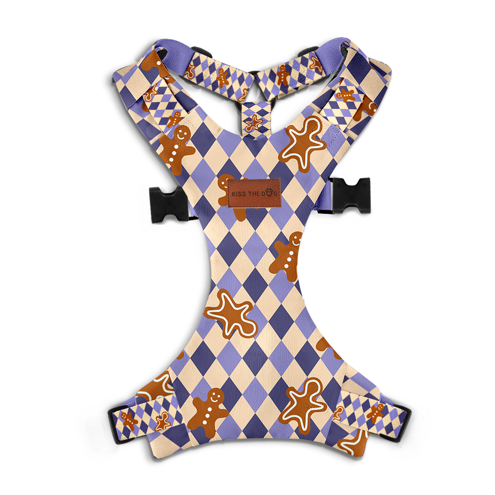 Szelki bezuciskowe "Gingerbread Grid" - czarne okucia