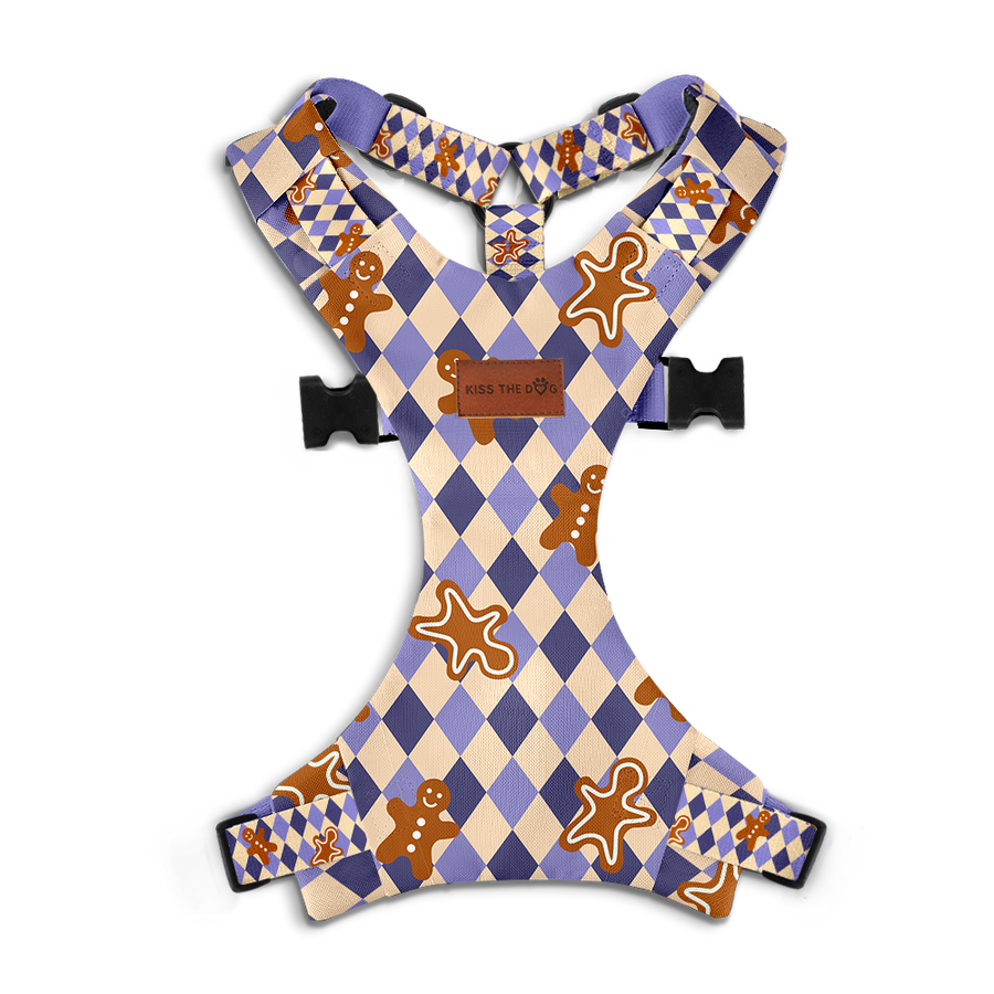 Szelki bezuciskowe "Gingerbread Grid" - czarne okucia