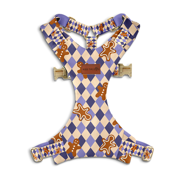 Szelki bezuciskowe "Gingerbread Grid" - złote okucia