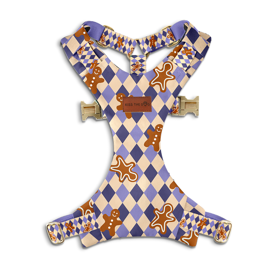 Szelki bezuciskowe "Gingerbread Grid" - złote okucia