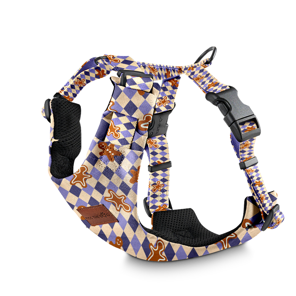 Szelki bezuciskowe "Gingerbread Grid" - czarne okucia