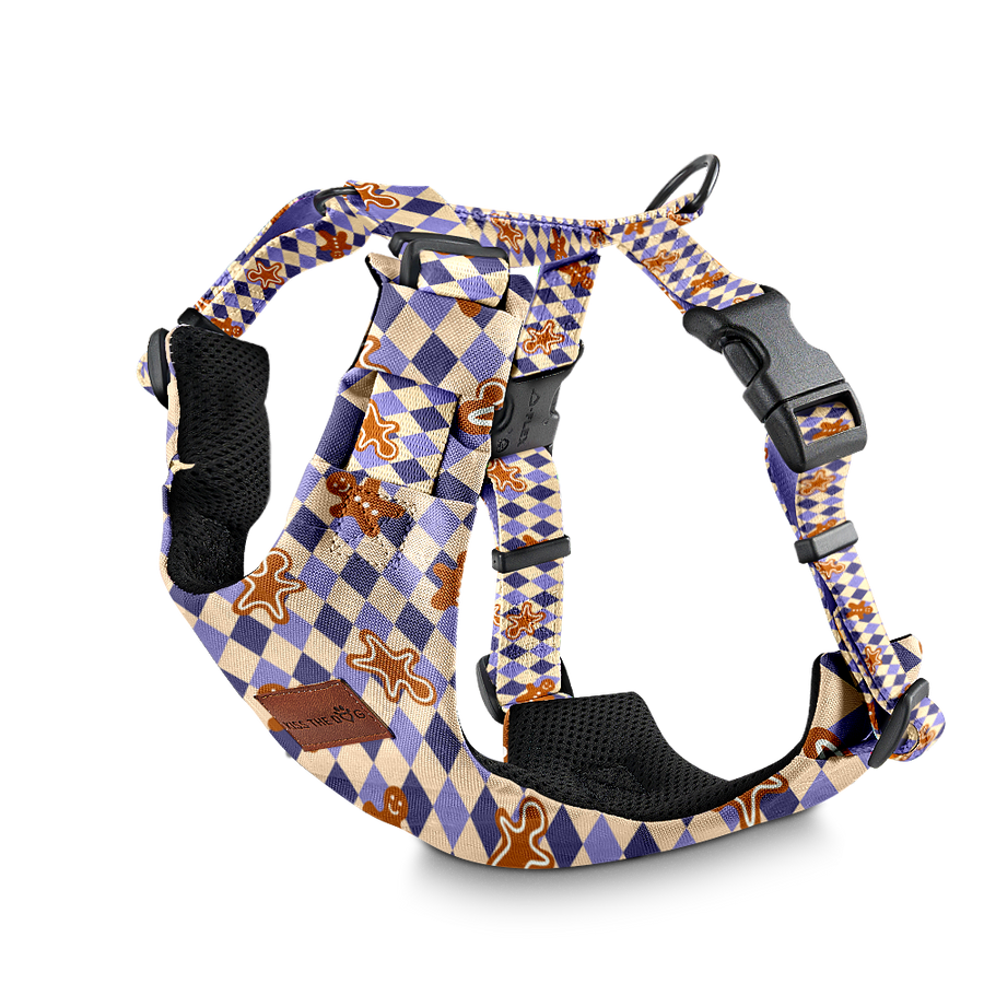 Szelki bezuciskowe "Gingerbread Grid" - czarne okucia